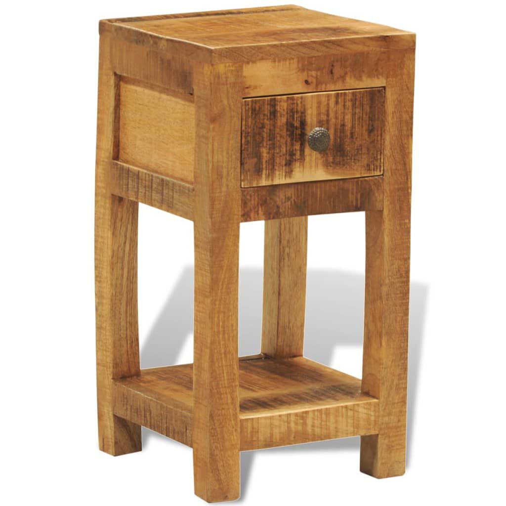 vidaXL Nightstand with 1 Drawer Solid Mango Wood