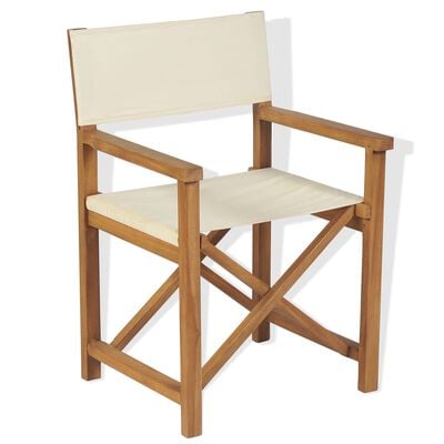 vidaXL Folding Director's Chair Solid Teak Wood, cream vidaXL Folding Director's Chair Solid Teak Wood