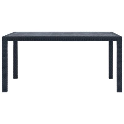 vidaXL Garden Table Anthracite 150x90x72 cm Plastic Rattan Look, anthracite vidaXL Garden Table Anthracite 150x90x72 cm Plastic Rattan Look