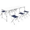 Foldable Camping Table Set with 6 Stools Height Adjustable 180 x 60 cm