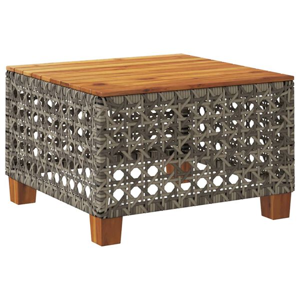 vidaXL Garden Table Grey 55x55x36 cm Poly Rattan Acacia Wood