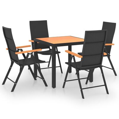vidaXL 5 Piece Garden Dining Set Black and Brown,  vidaXL 5 Piece Garden Dining Set Black and Brown