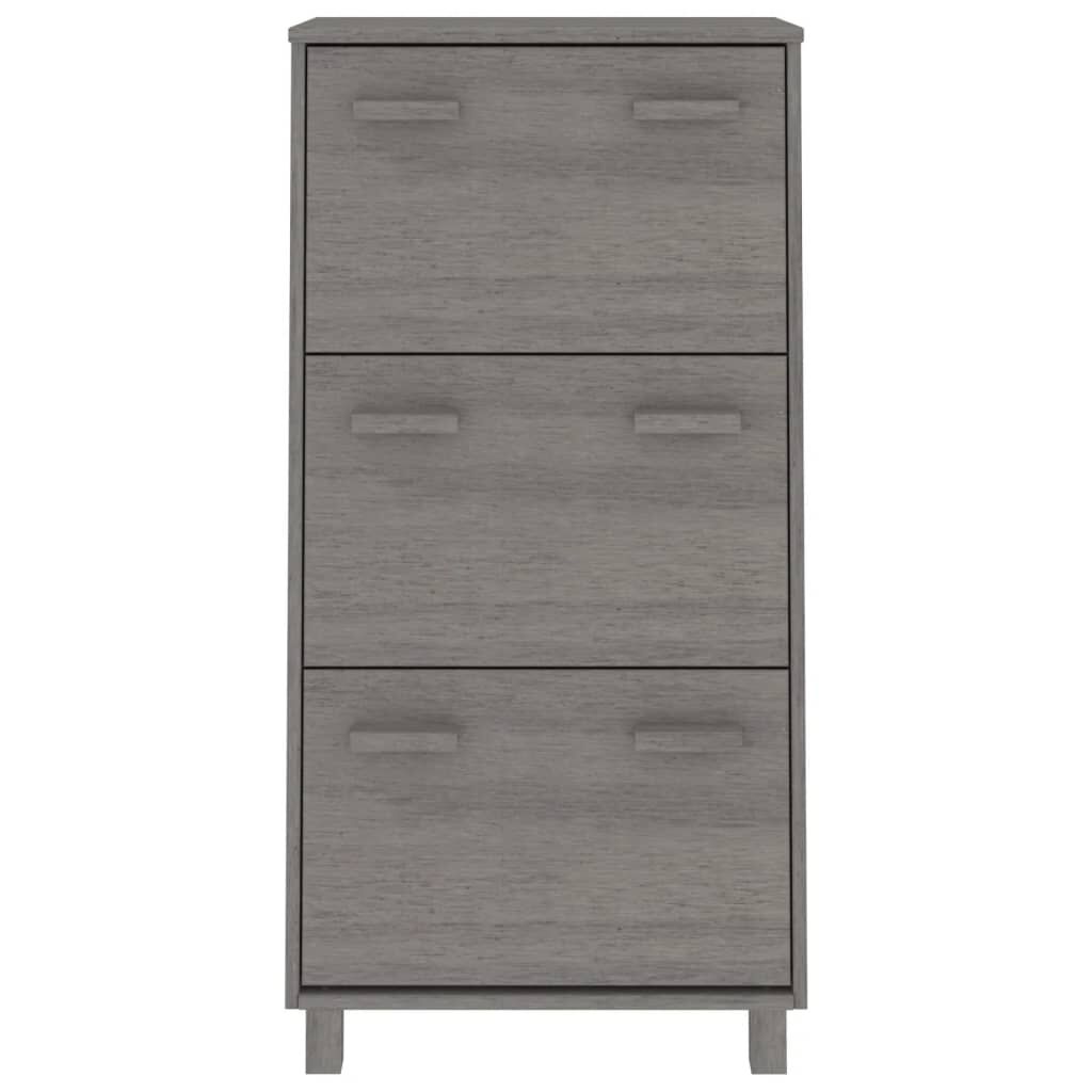 vidaXL Shoe Cabinet HAMAR Light Grey 59.5x35x117 cm Solid Wood Pine