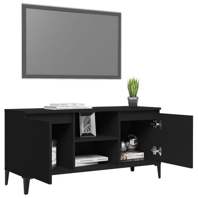 vidaXL TV Cabinet with Metal Legs Black 103.5x35x50 cm, black vidaXL TV Cabinet with Metal Legs Black 103.5x35x50 cm