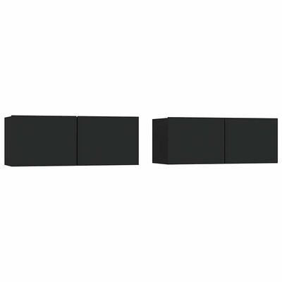 vidaXL TV Cabinets 2 pcs Black 80x30x30 cm Engineered Wood, black vidaXL TV Cabinets 2 pcs Black 80x30x30 cm Engineered Wood