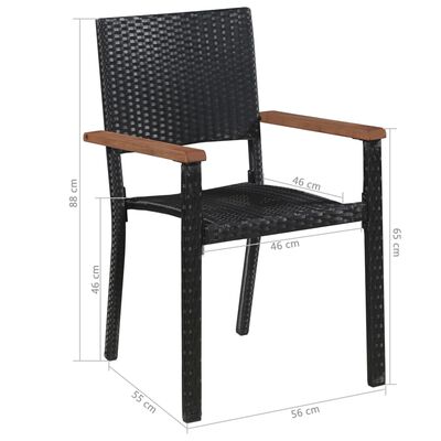 vidaXL 5 Piece Outdoor Dining Set Poly Rattan and Acacia Wood Black,  vidaXL 5 Piece Outdoor Dining Set Poly Rattan and Acacia Wood Black