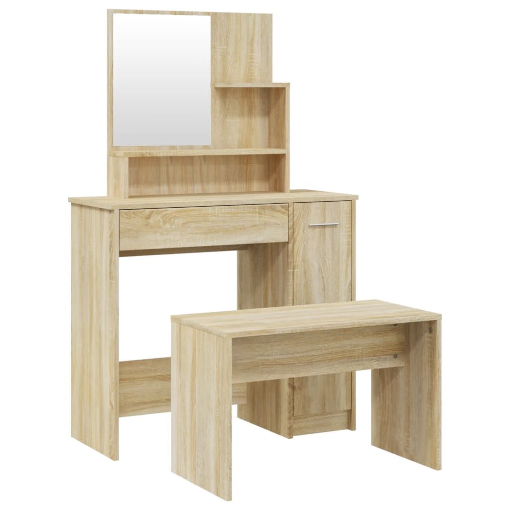 vidaXL Dressing Table Set Sonoma Oak 86.5x35x136 cm