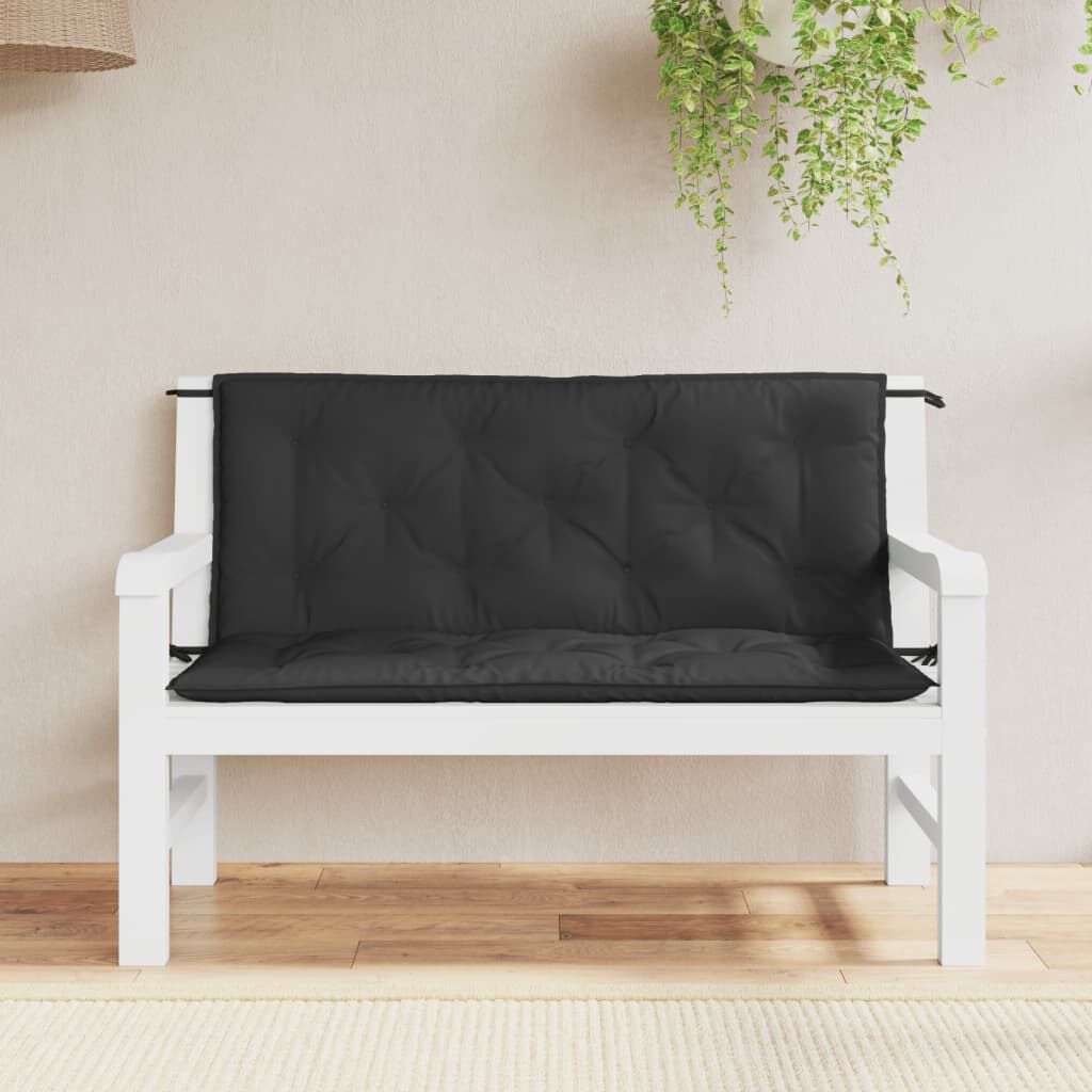 vidaXL Garden Bench Cushions 2pcs Black 120x50x7cm Oxford Fabric