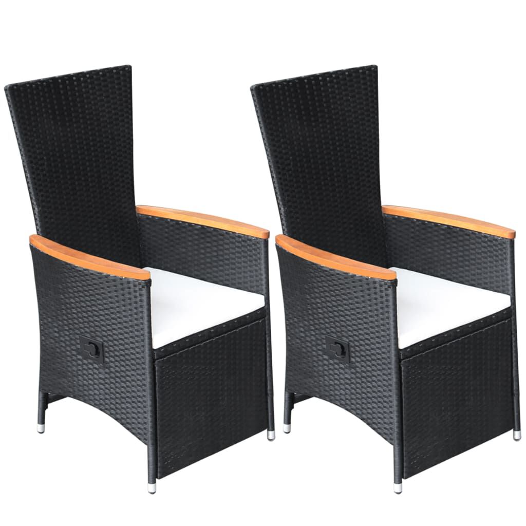 vidaXL 7 Piece Garden Dining Set Poly Rattan Black