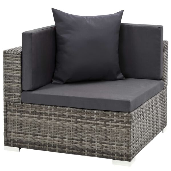 vidaXL 7 Piece Garden Lounge Set with Cushions Poly Rattan Grey