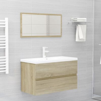 vidaXL 2 Piece Bathroom Furniture Set Sonoma Oak Engineered Wood