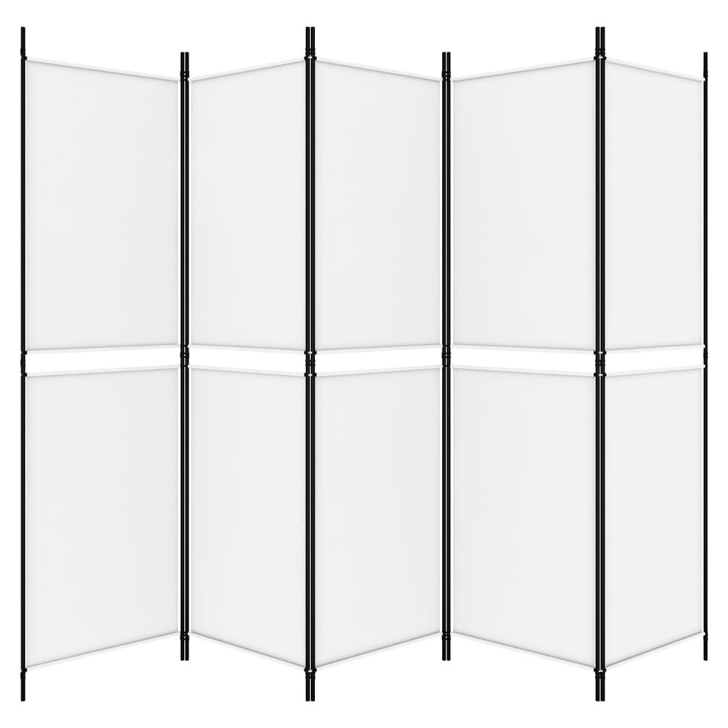 vidaXL 5-Panel Room Divider White 250x180 cm Fabric