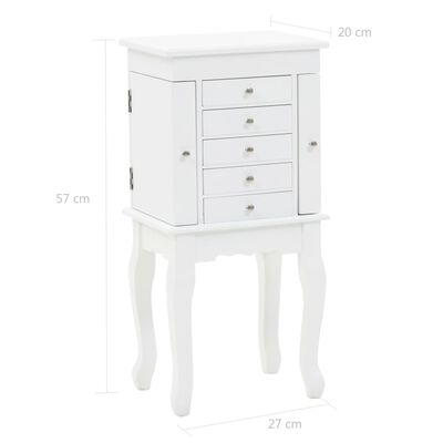 vidaXL Free Standing Jewelery Cabinet White,  vidaXL Free Standing Jewelery Cabinet White