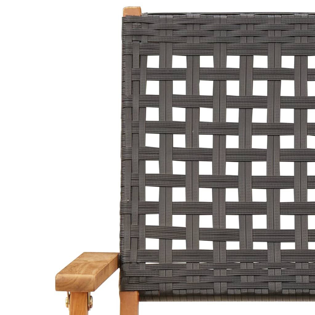 vidaXL 7 Piece Garden Dining Set Black Poly Rattan and Solid Wood