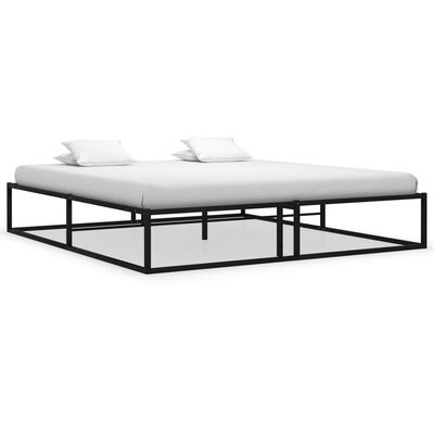 vidaXL Bed Frame without Mattress Black Metal 160x200 cm