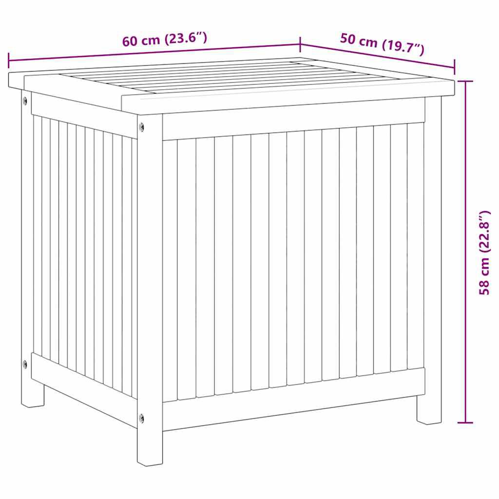 vidaXL Garden Storage Box 60x50x58 cm Solid Teak Wood