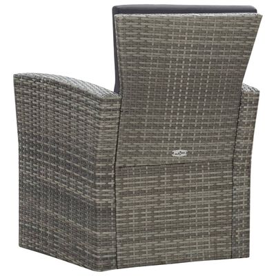 vidaXL 4 Piece Garden Lounge Set with Cushions Poly Rattan Grey, grey vidaXL 4 Piece Garden Lounge Set with Cushions Poly Rattan Grey