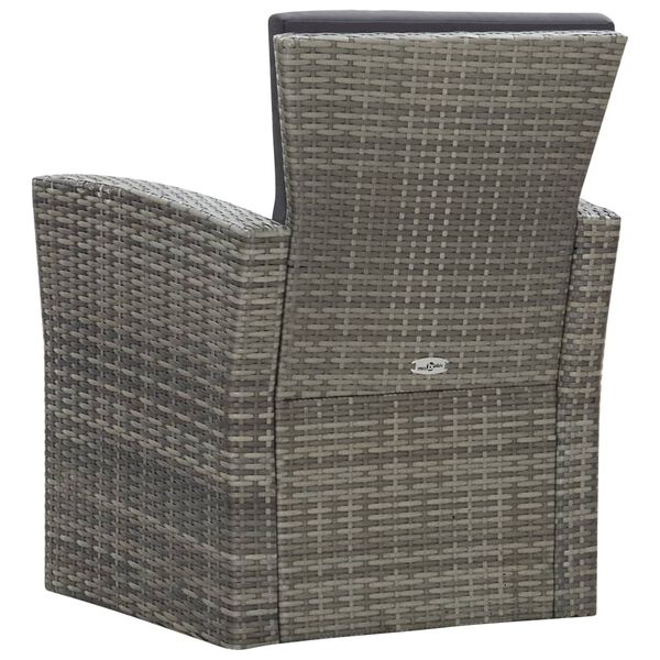 vidaXL 4 Piece Garden Lounge Set with Cushions Poly Rattan Grey