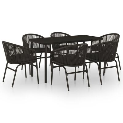 vidaXL 7 Piece Garden Dining Set Black