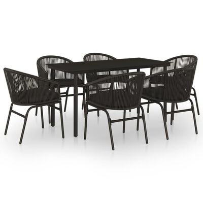 vidaXL 7 Piece Garden Dining Set Black, black vidaXL 7 Piece Garden Dining Set Black