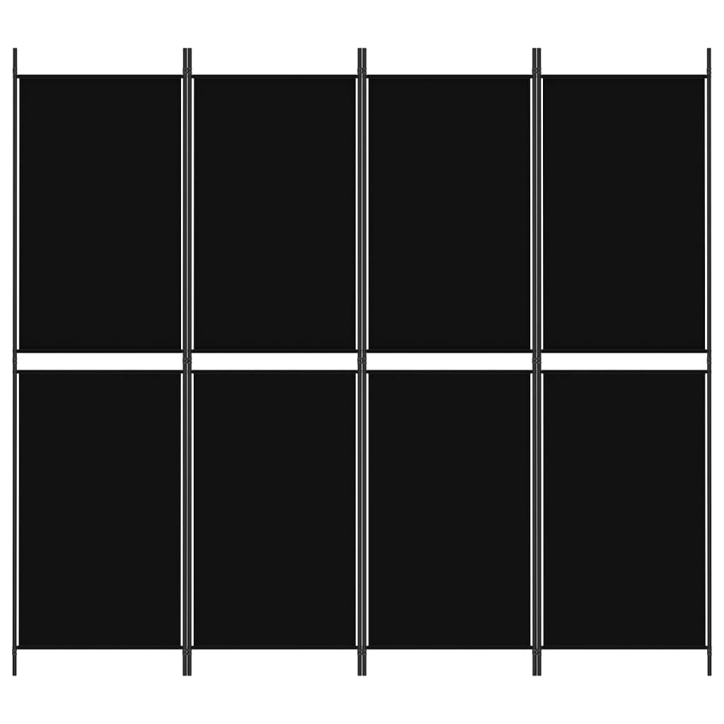 vidaXL 4-Panel Room Divider Black 200x180 cm Fabric
