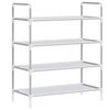 vidaXL Shoe Rack with 4 Shelves Metal and Non-woven Fabric Silver