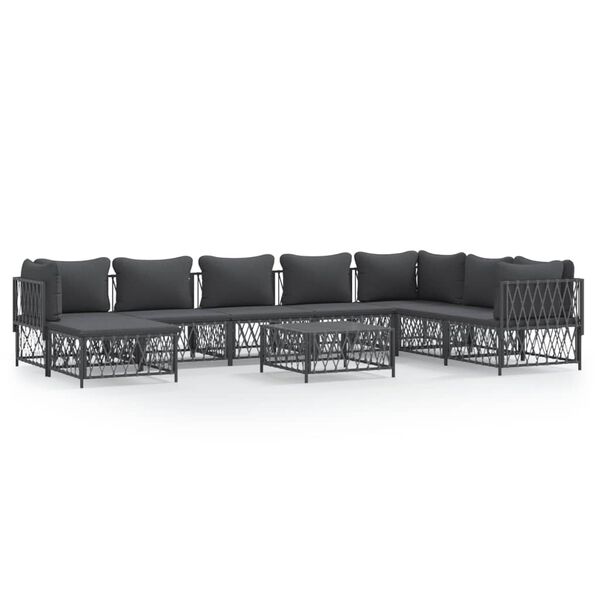 vidaXL 9 Piece Garden Lounge Set with Cushions Anthracite Steel