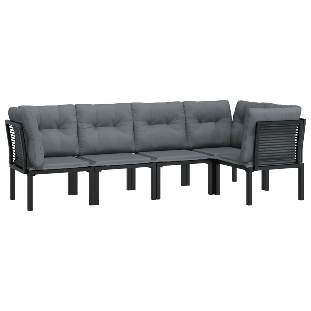 vidaXL 5 Piece Garden Lounge Set Black and Grey Poly Rattan