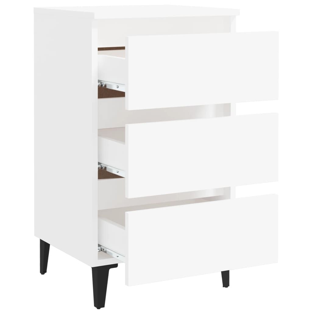 vidaXL Bed Cabinet with Metal Legs 2 pcs White 40x35x69 cm