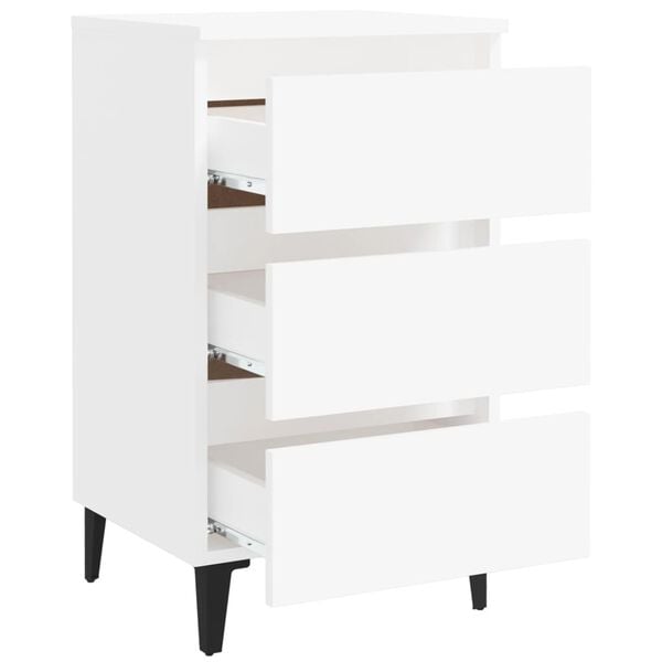 vidaXL Bed Cabinet with Metal Legs 2 pcs White 40x35x69 cm