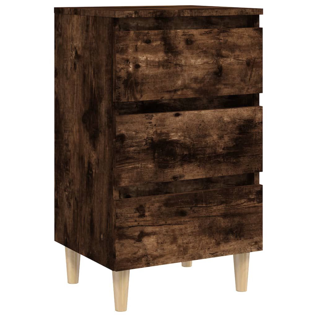 vidaXL Bed Cabinets with Solid Wood Legs 2 pcs Smoked Oak 40x35x69 cm