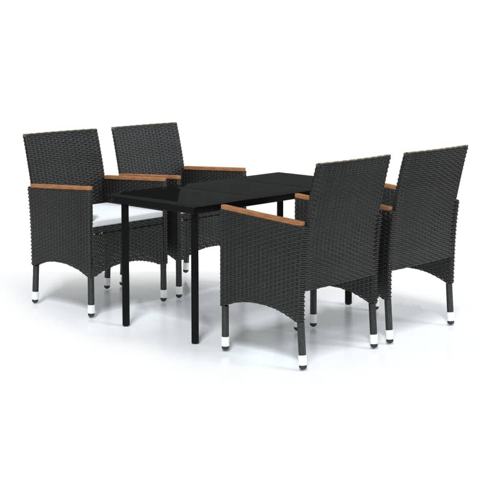 vidaXL 5 Piece Outdoor Dining Set with Cushions Black