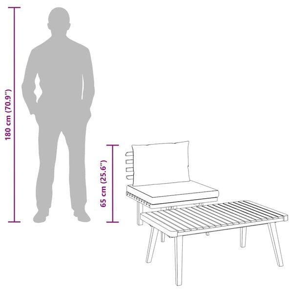vidaXL 2 Piece Garden Lounge Set with Cushions Solid Acacia Wood