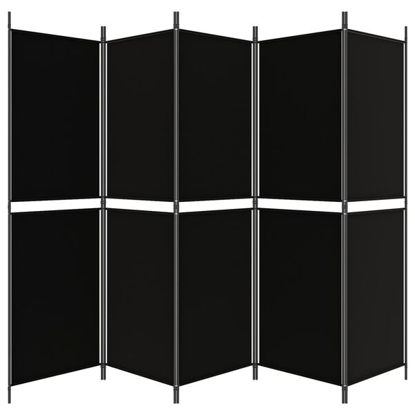 vidaXL 5-Panel Room Divider Black 250x180 cm Fabric