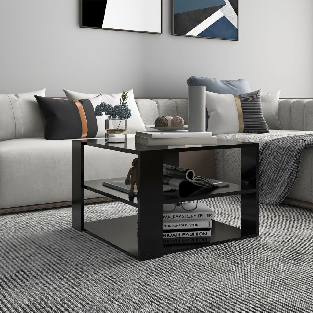 vidaXL Coffee Table Black 60x60x40 cm Engineered Wood