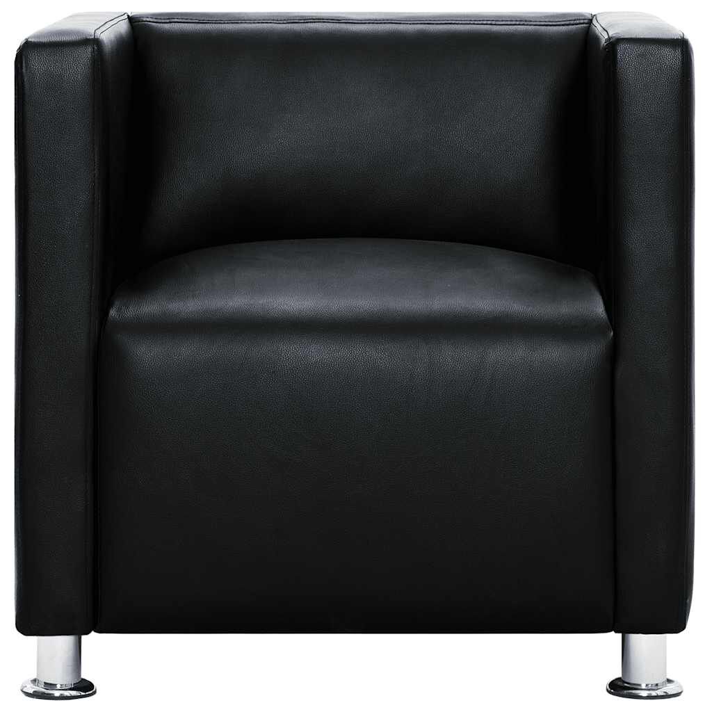 vidaXL Cube Armchair Black Faux Leather