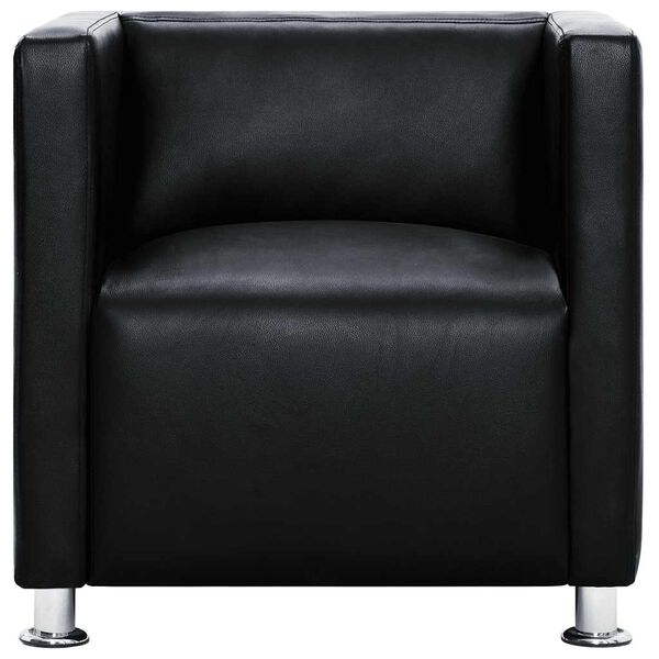 vidaXL Cube Armchair Black Faux Leather