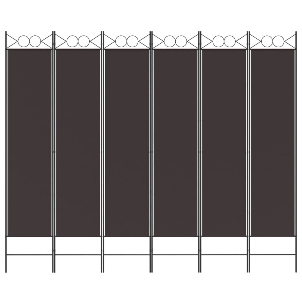 vidaXL 6-Panel Room Divider Brown 240x200 cm Fabric