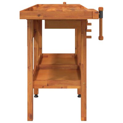 vidaXL Workbench with Drawers and Vices 162x62x83 cm Solid Wood Acacia,  vidaXL Workbench with Drawers and Vices 162x62x83 cm Solid Wood Acacia