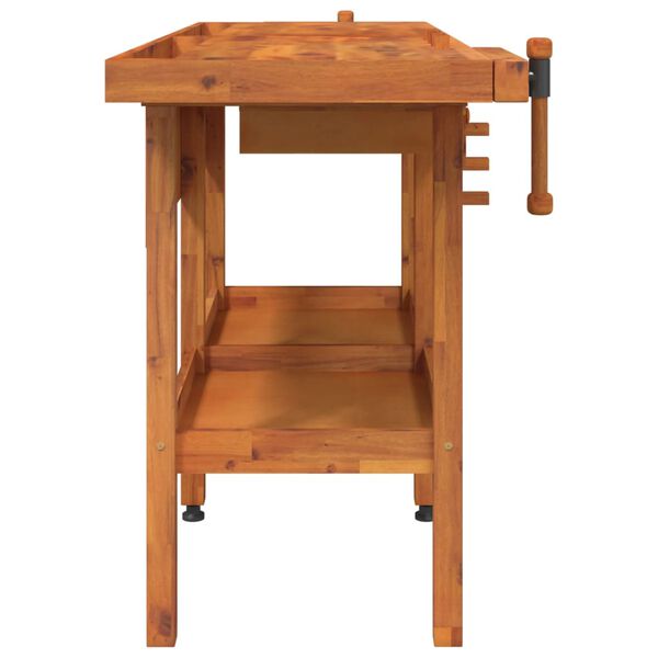 vidaXL Workbench with Drawers and Vices 162x62x83 cm Solid Wood Acacia