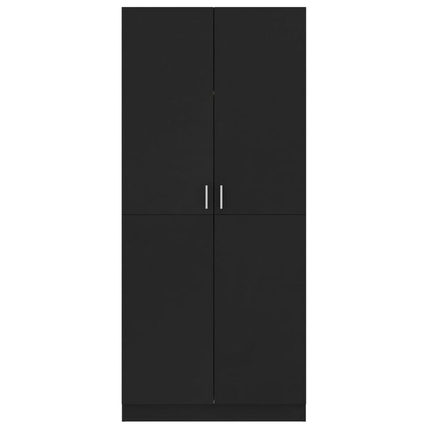 vidaXL Wardrobe Black 80x52x180 cm Engineered Wood