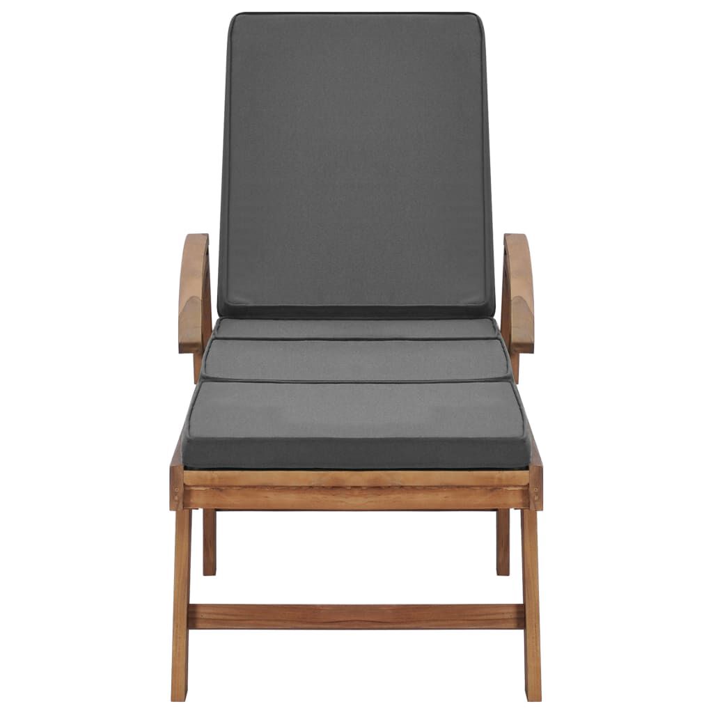 vidaXL Sun Loungers with Cushions 2 pcs Solid Teak Wood Dark Grey