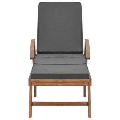 vidaXL Sun Loungers with Cushions 2 pcs Solid Teak Wood Dark Grey, dark grey vidaXL Sun Loungers with Cushions 2 pcs Solid Teak Wood Dark Grey