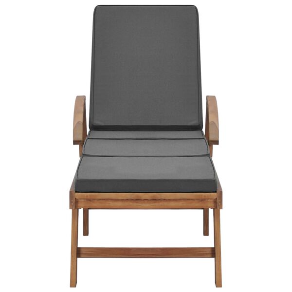 vidaXL Sun Loungers with Cushions 2 pcs Solid Teak Wood Dark Grey