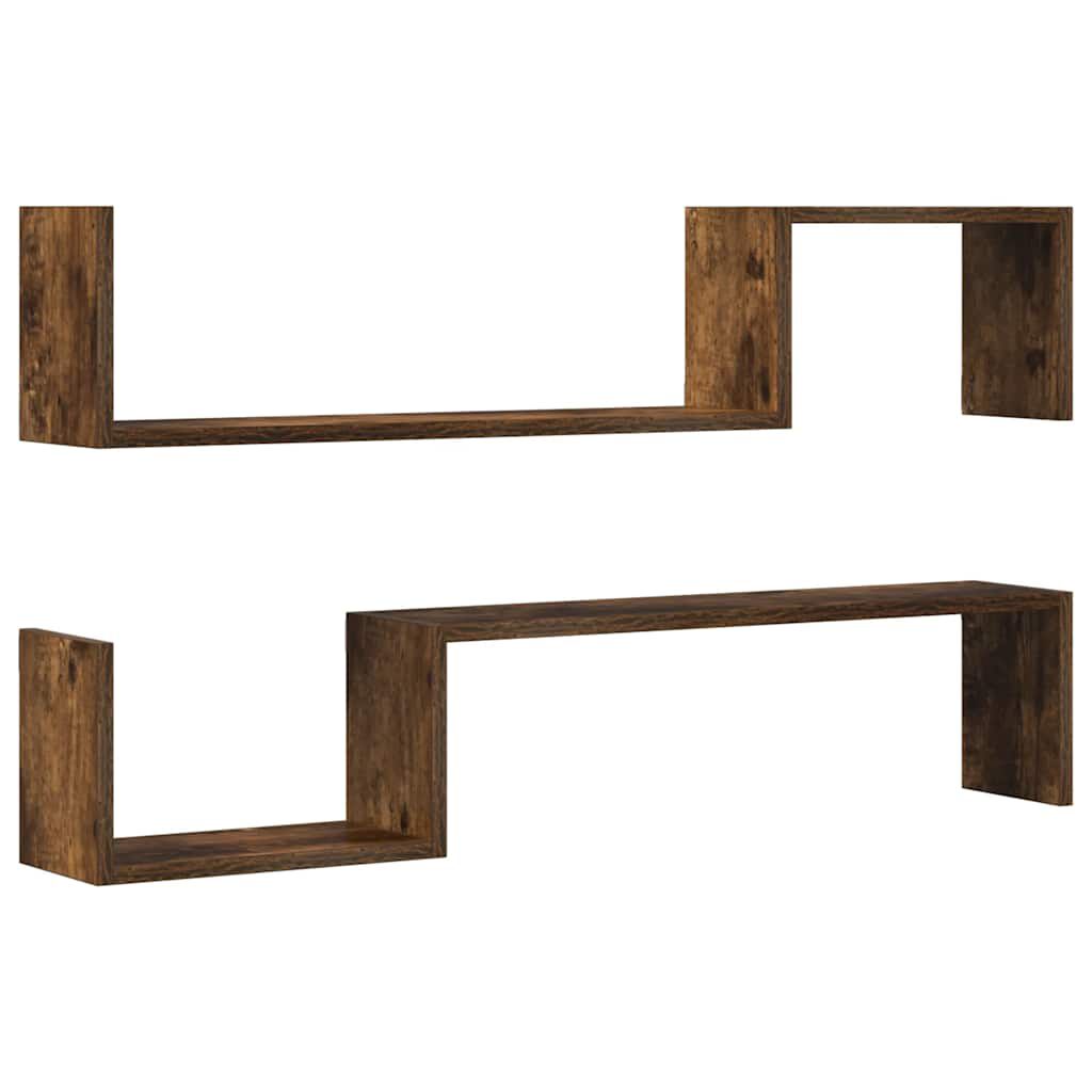 vidaXL Wall Shelves 2 pcs Smoked Oak 100x15x20 cm Engineered Wood