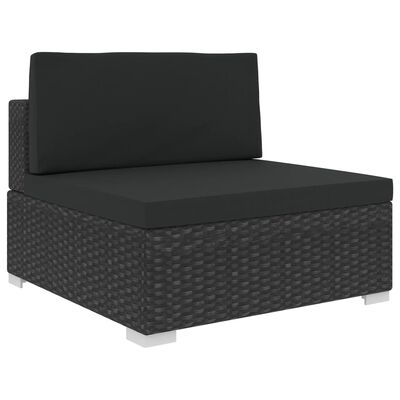 vidaXL 5 Piece Garden Lounge Set with Cushions Poly Rattan Black,  vidaXL 5 Piece Garden Lounge Set with Cushions Poly Rattan Black