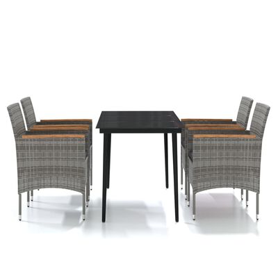 vidaXL 5 Piece Outdoor Dining Set with Cushions Grey and Black, grey and black vidaXL 5 Piece Outdoor Dining Set with Cushions Grey and Black