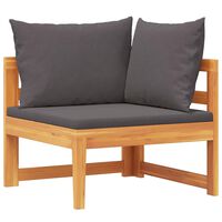 vidaXL Corner Sofa with Dark Grey Cushions Solid Acacia Wood, dark grey vidaXL Corner Sofa with Dark Grey Cushions Solid Acacia Wood