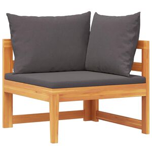 vidaXL Corner Sofa with Dark Grey Cushions Solid Acacia Wood