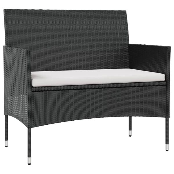 vidaXL 8 Piece Garden Lounge Set with Cushions Poly Rattan Black
